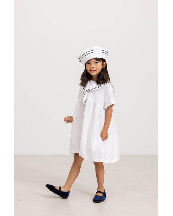 Rochie alba cu guler marinaresc MarMar Copenhagen